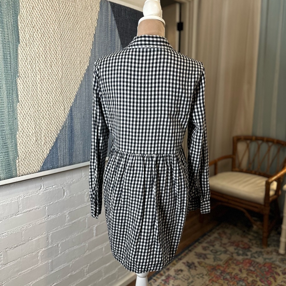 Zara Denim Collection Gingham Black and White Flowy Collared Shirt - Picture 8 of 9